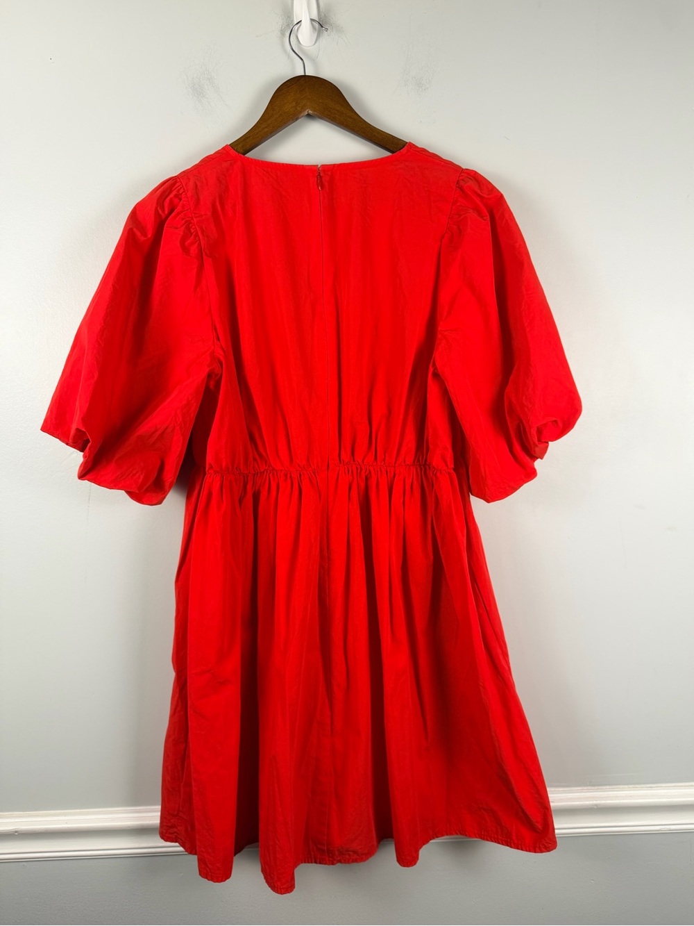 Madewell Poplin Crewneck Bubble-Sleeve Mini Dress in heirloom rose size 12 - Picture 9 of 10